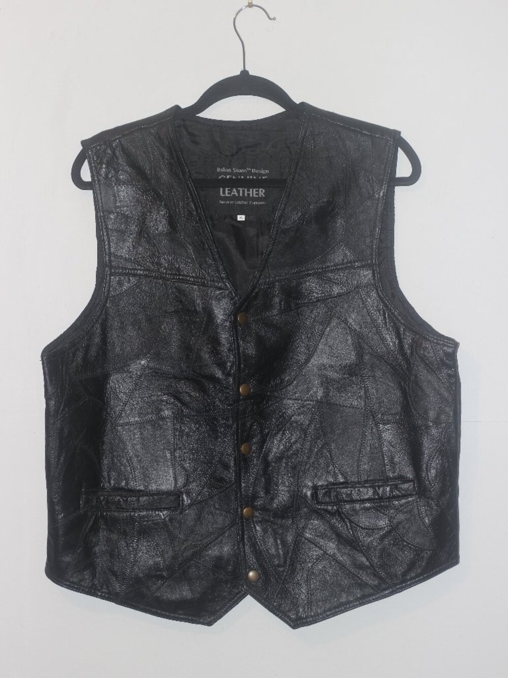VTG Italian Stone Design leather vest XL